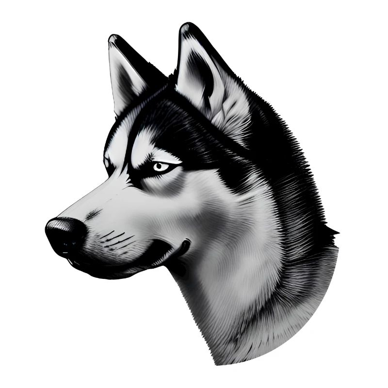 Husky drawing black and white
