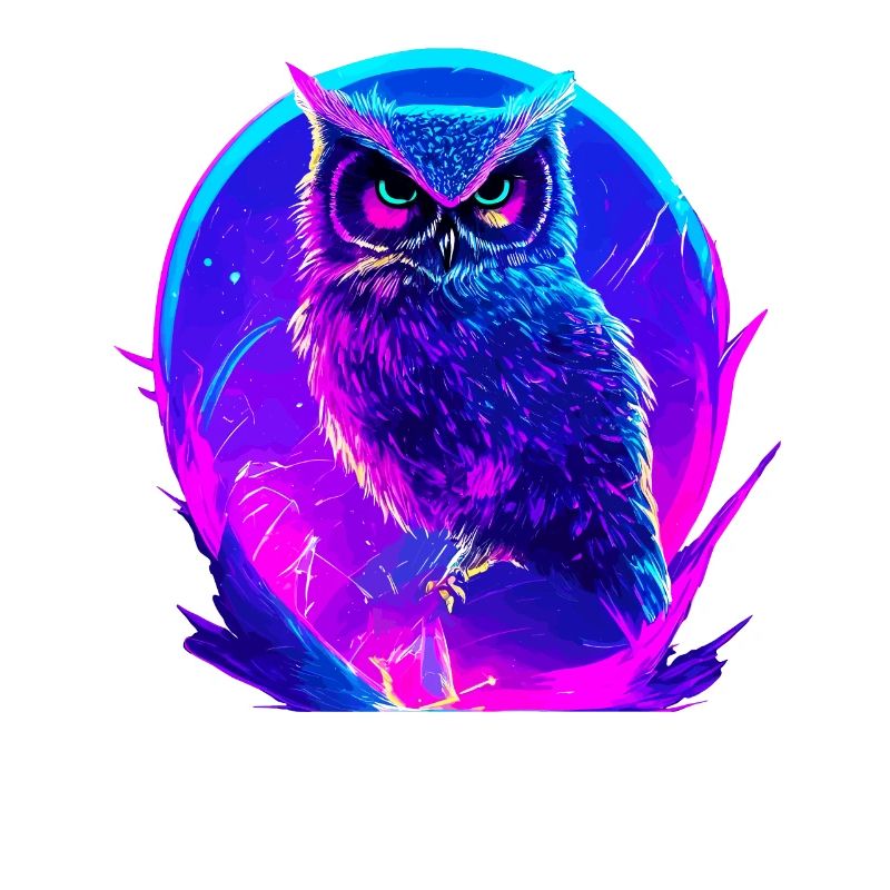 Owl Vaporwave Owls Bird Neon Artwork