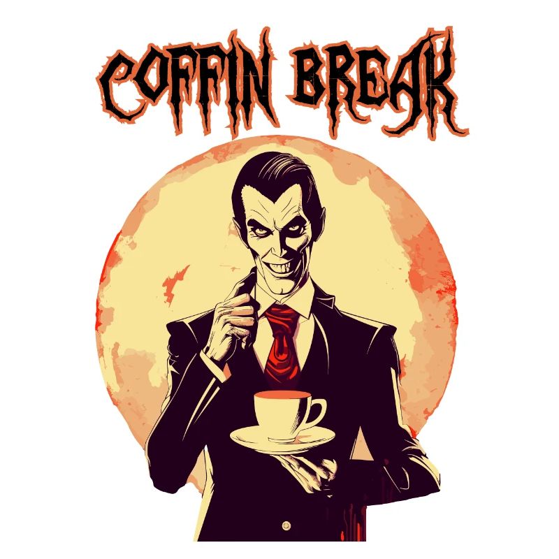 Un vampire buvant du café