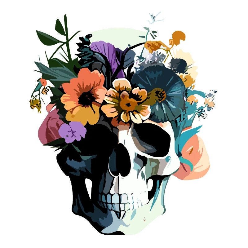 Menschlicher Schädel & Blumen 38