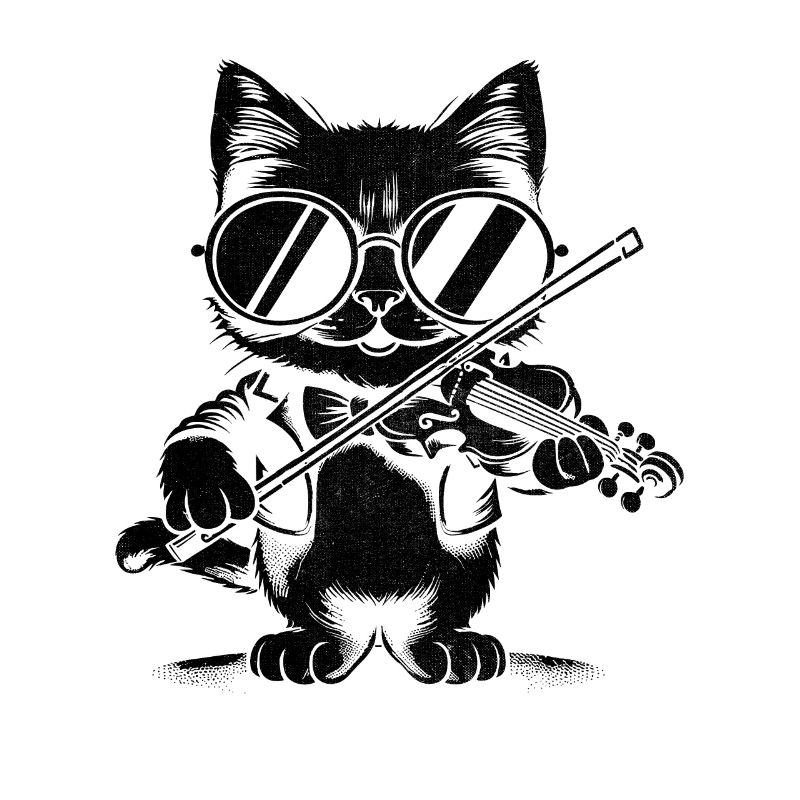 Chat jouant du violon Violoniste Fiddler Vi