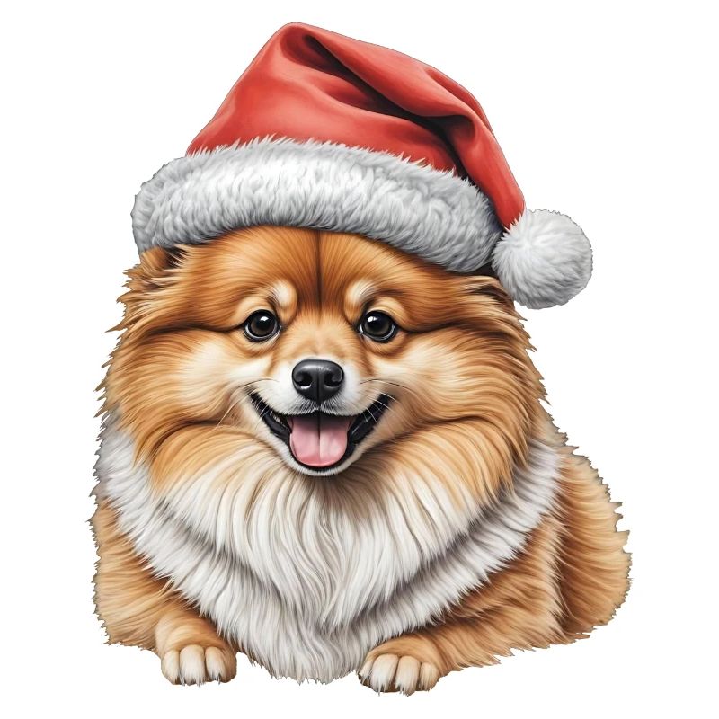 Chiot poméranien de Noël