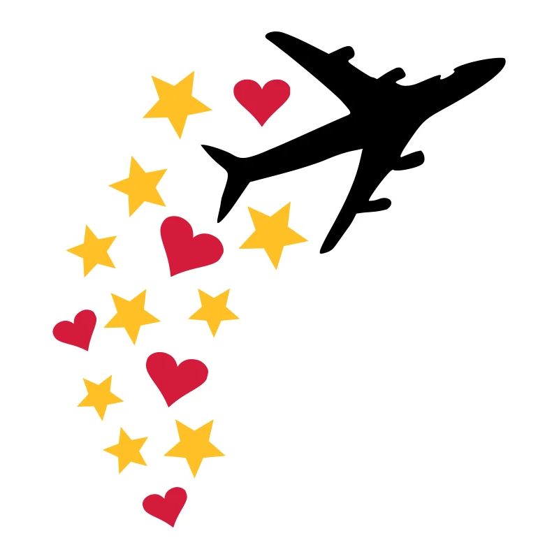 Avion avec des étoiles et des coeurs