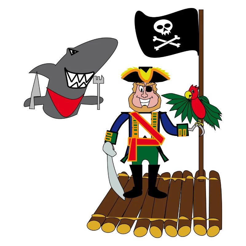 pirate perroquet radeau requin