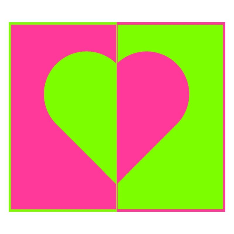 Coeur Neon Rose Vert Ying Yang Amour