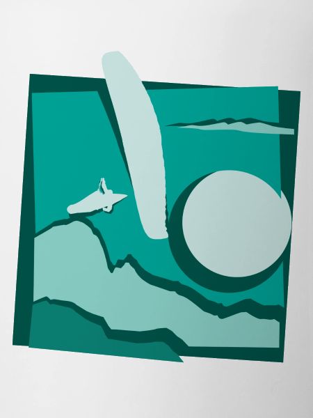 Paragliding paper cut paraglider turquoise