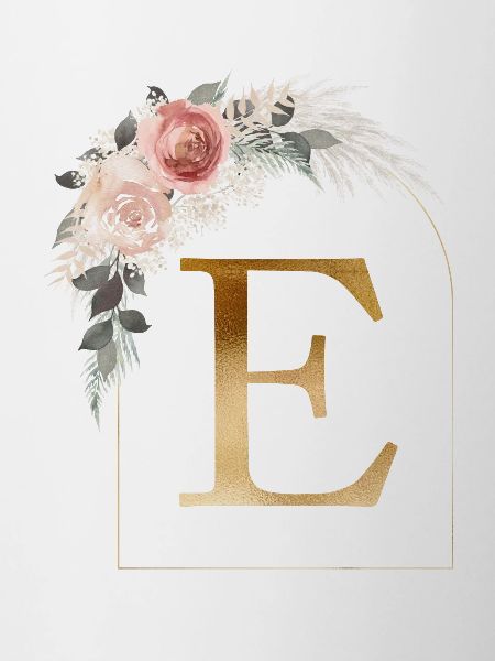Customizable Monogram E Flower Sheet