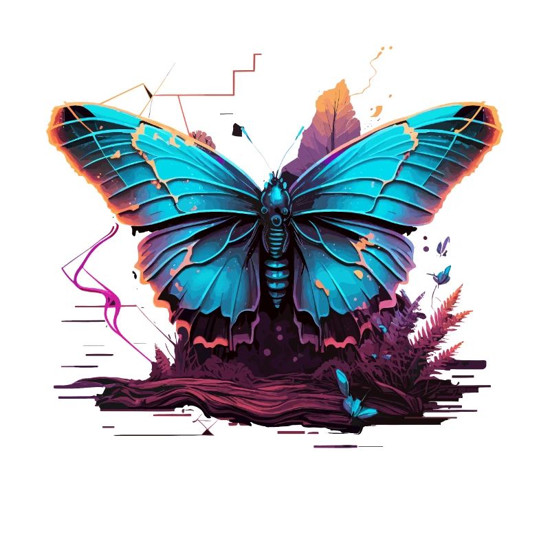 Bright Vaporwave Butterfly