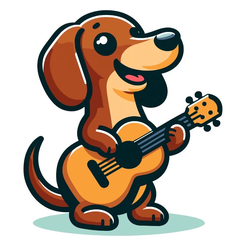 Cute Dachshund playing Guitar
