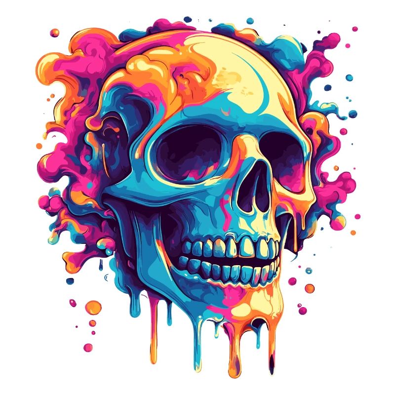 Psychedelic skeleton with vibrant colors