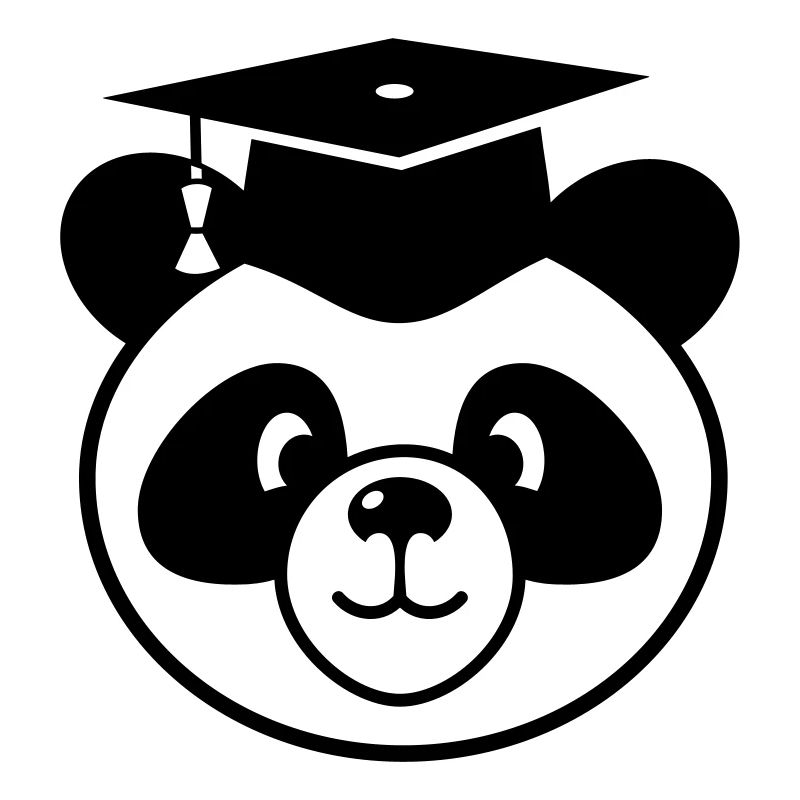 Panda with mortarboard - doctorate, state exam