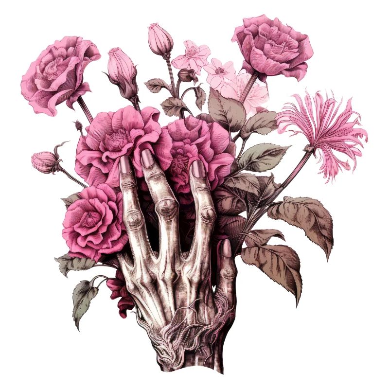 Rose vintage gothique main avec fleur