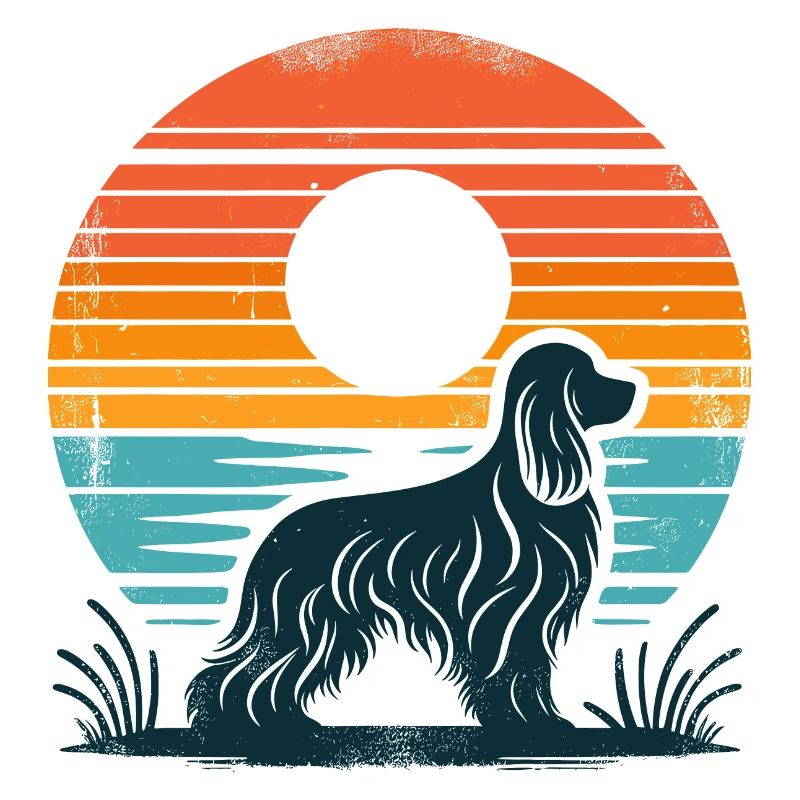 Cocker Spaniel Vintage coucher de soleil