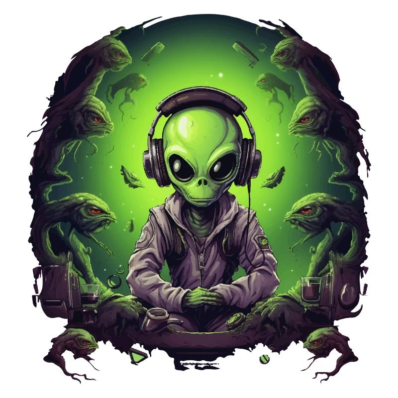 Alien Geschenk Zocker Gamer, Außerirdisches Wesen