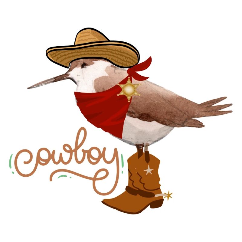 Kiwi Bird in Cowboy Style with Boots and Hat