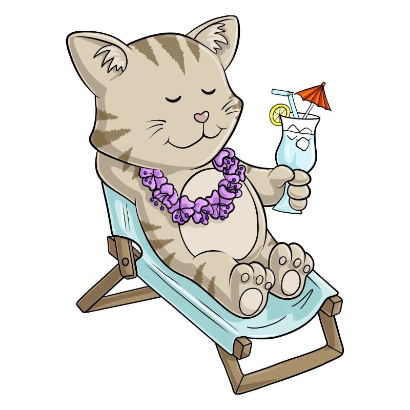 Sonnenbadende Comic Katze