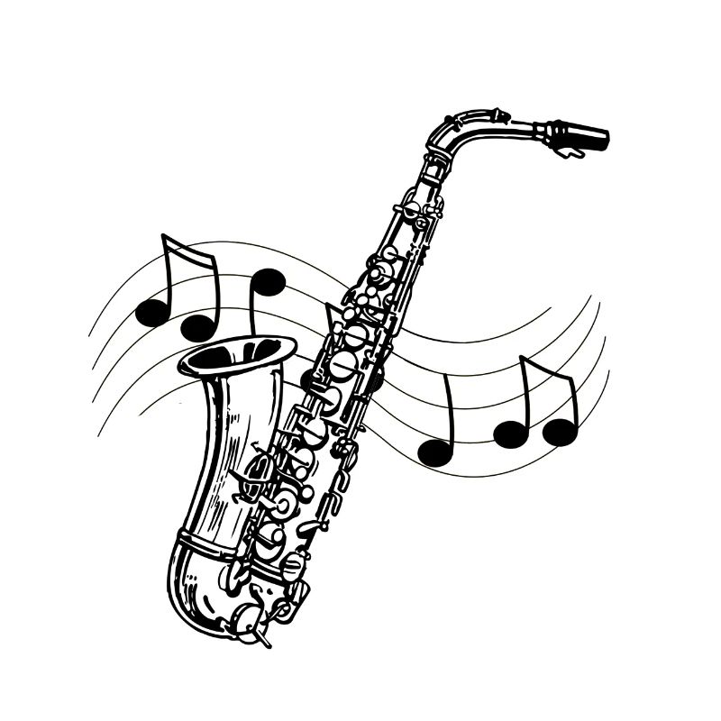 Saxophone musique dessin partition notes noirs