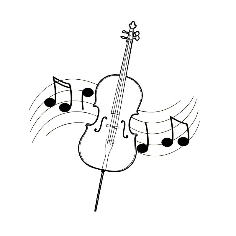 Violoncelle musique dessin partition notes noirs