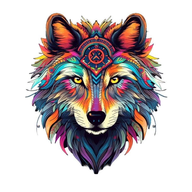 Neon Shadow Wolf Circle