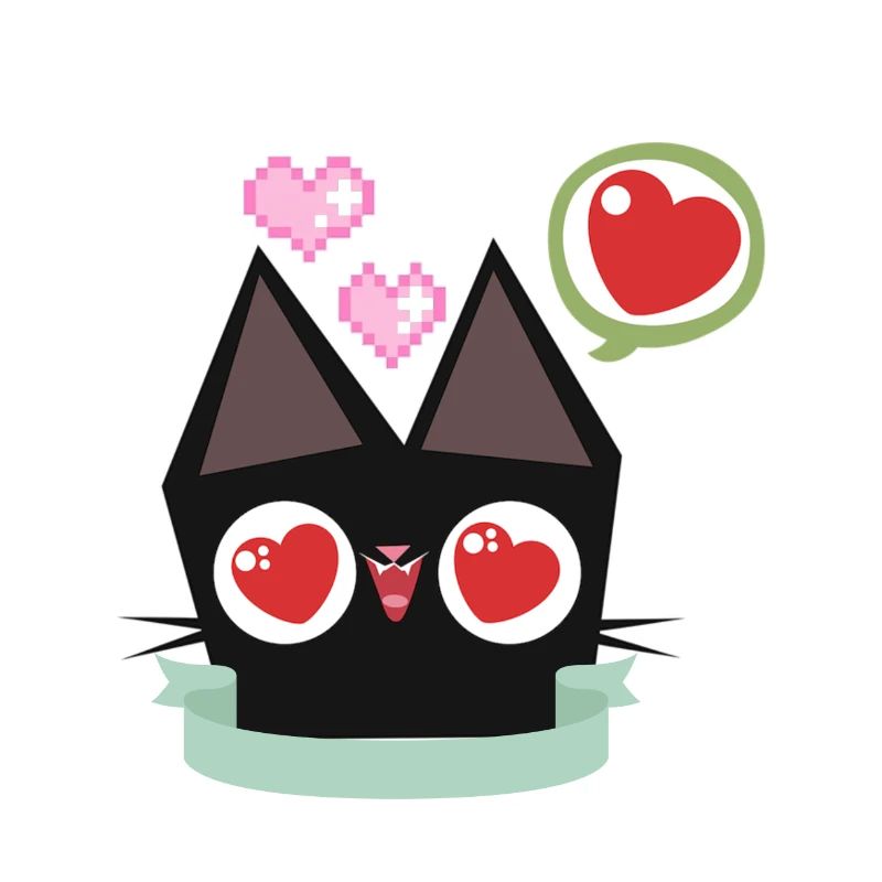 Chat mignon avec des cœurs