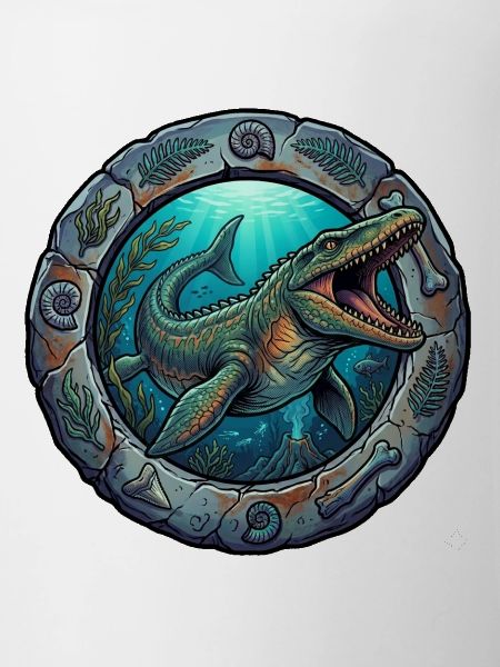 Underwater dinosaurs in the stone ring