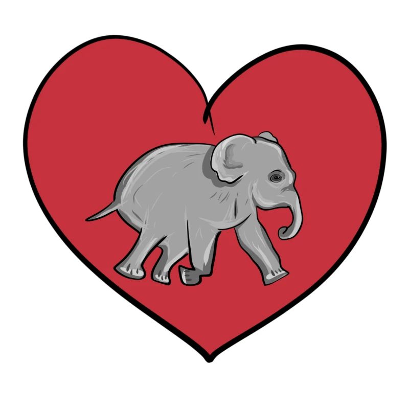 rotes Herz Tierliebe Elefant