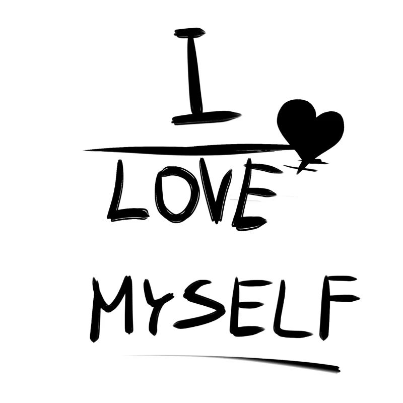 Self-loving heart text pattern I love myself proudly