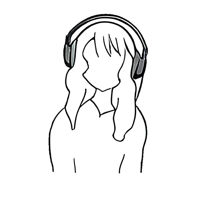 Anime Manga Mädchen Kopfhörer Musik hören