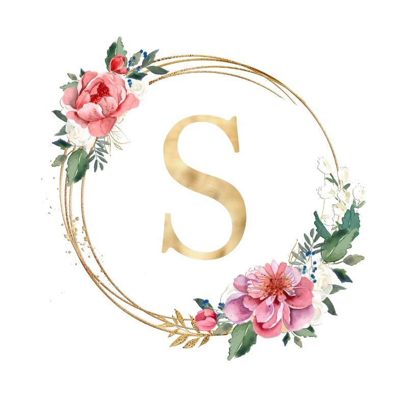 Customizable Monogram S Wreath Pink White