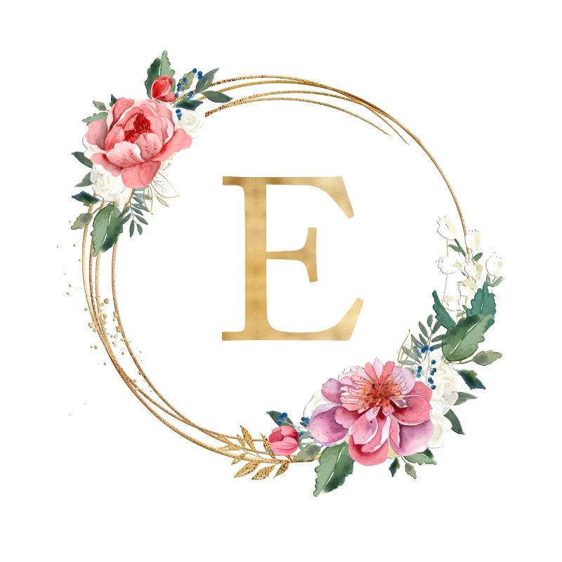 Customizable Monogram E Wreath Pink White