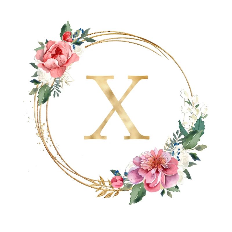 Personalisierbar Monogramm X Kranz Rosa Weiß