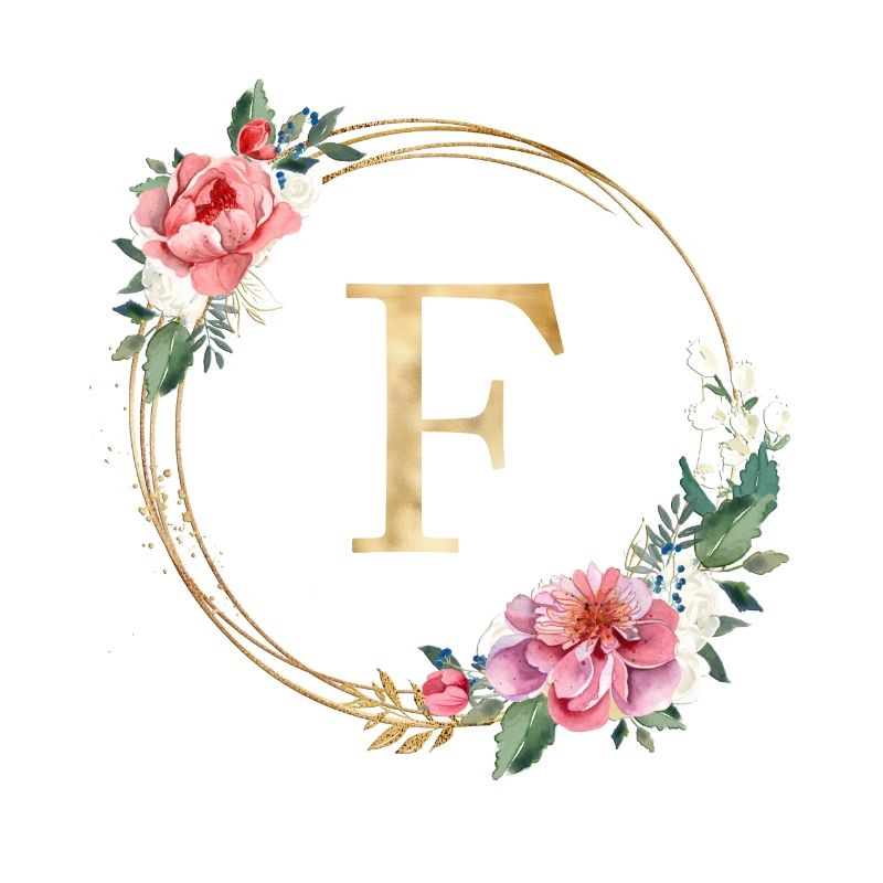 Customizable Monogram F Wreath Pink White