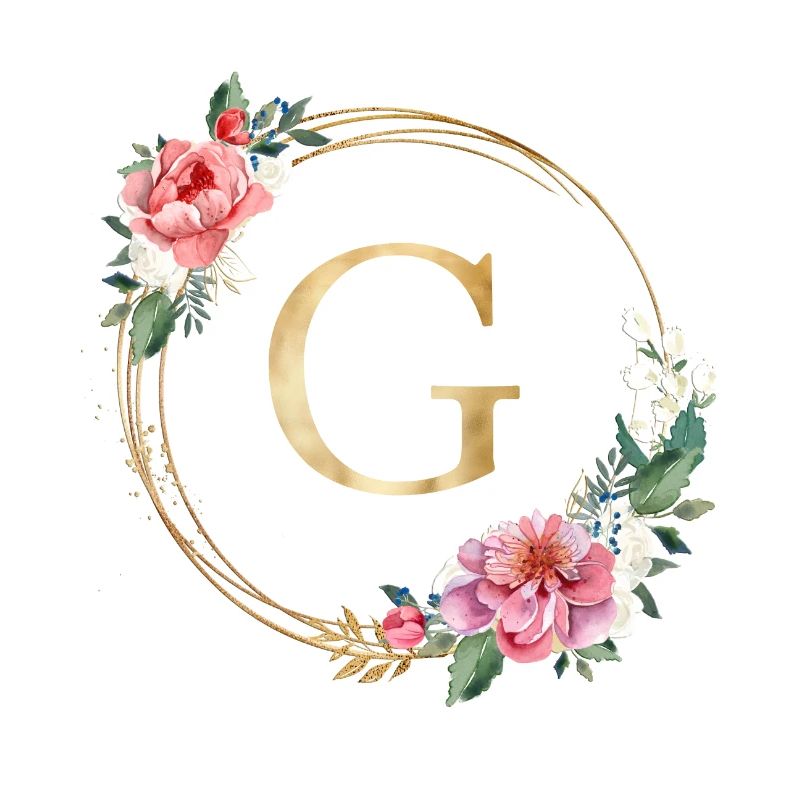 Customizable Monogram G Wreath Pink White