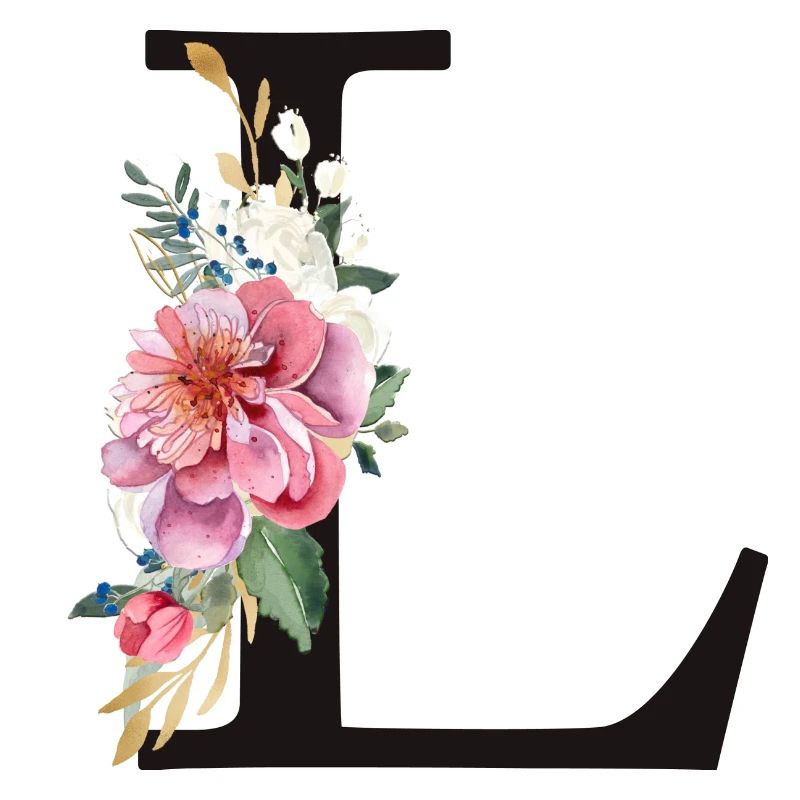 Customizable Monogram L Floral Pink White
