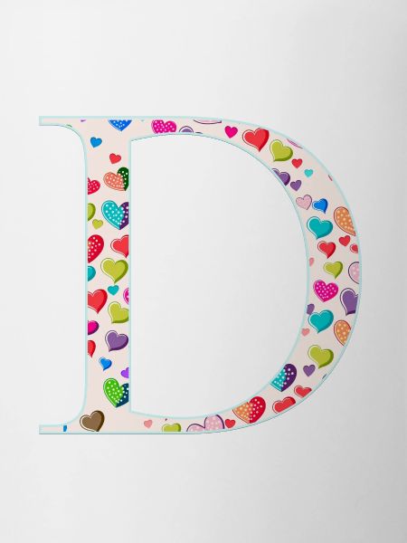 Customizable Monogram D Heart Pattern