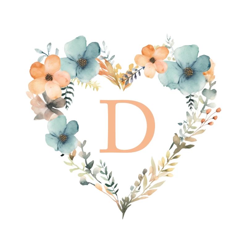 D Monogramm Herz Blumen Kranz
