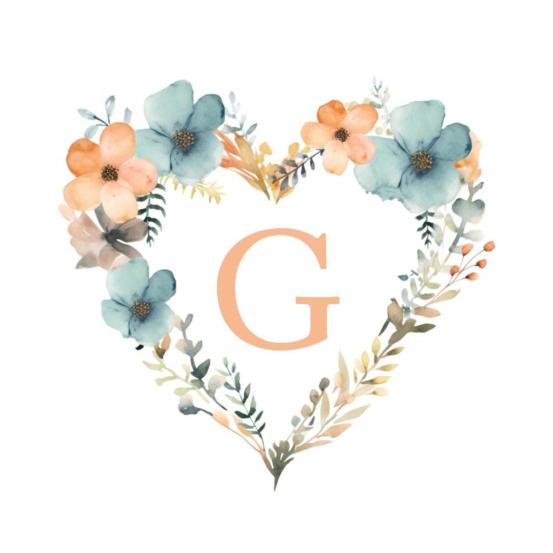 G Monogramm Herz Blumen Kranz
