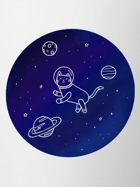 Doodle-Style Hand Drawn Space Cat