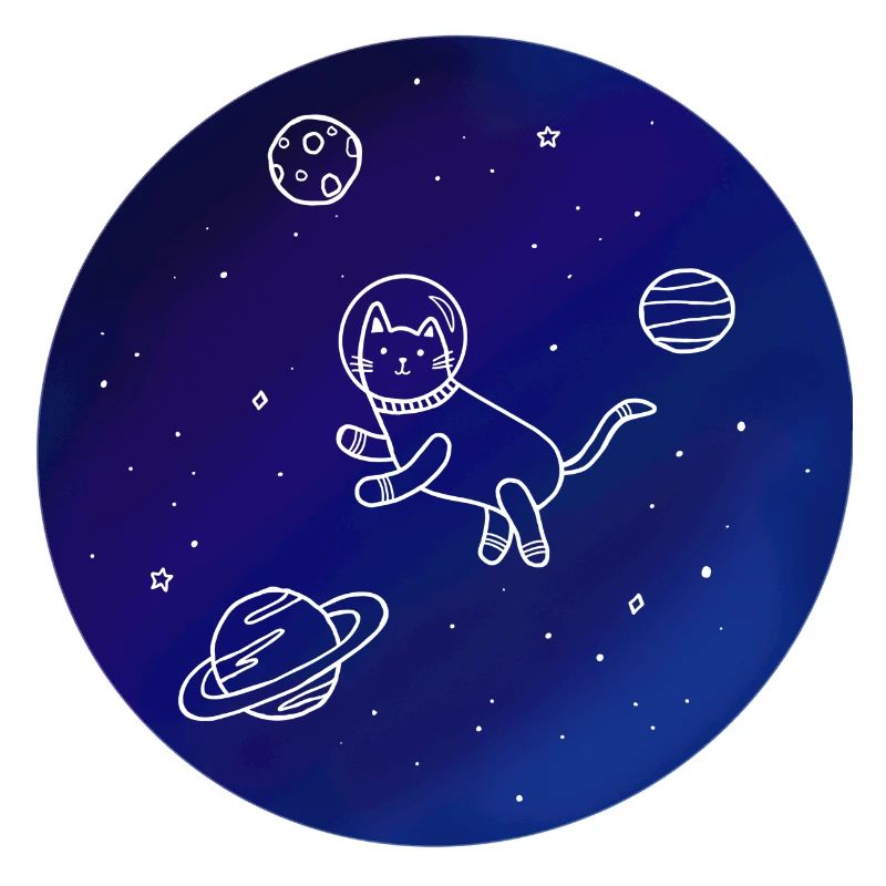 Doodle-Style Hand Drawn Space Cat