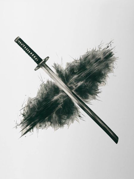 Charcoal Drawing Of Katana