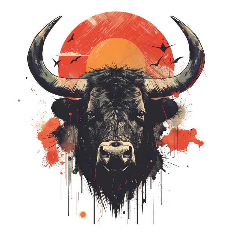 Cornes de taureau visage Art numérique Coloré