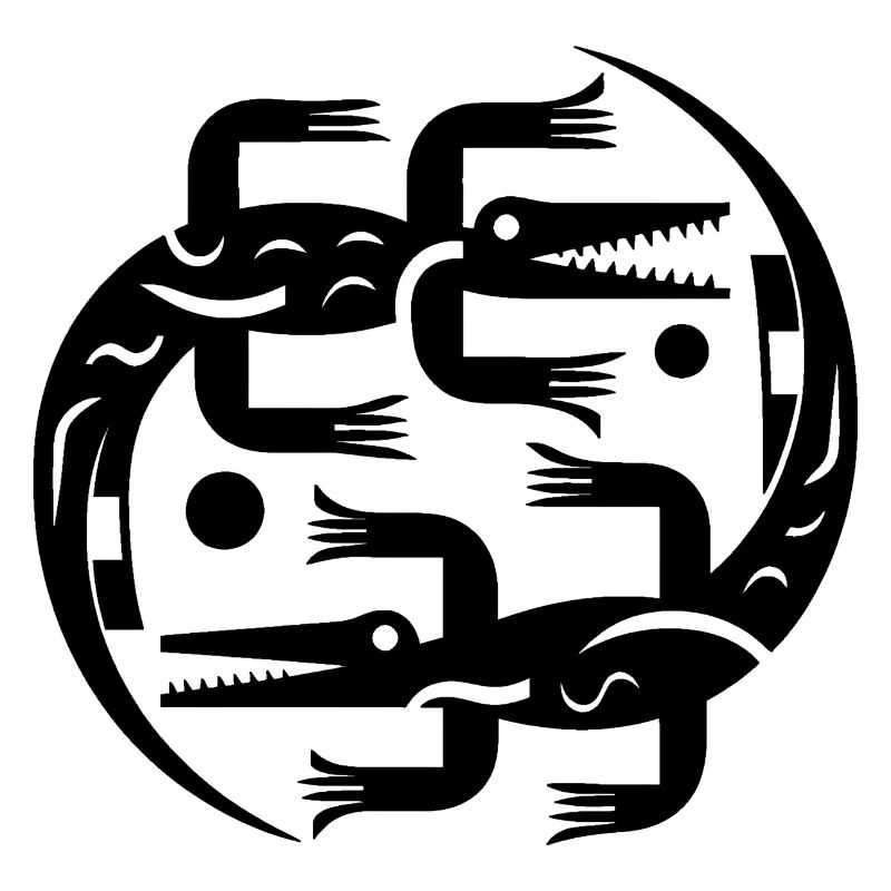 Deux crocodiles noirs en cercle