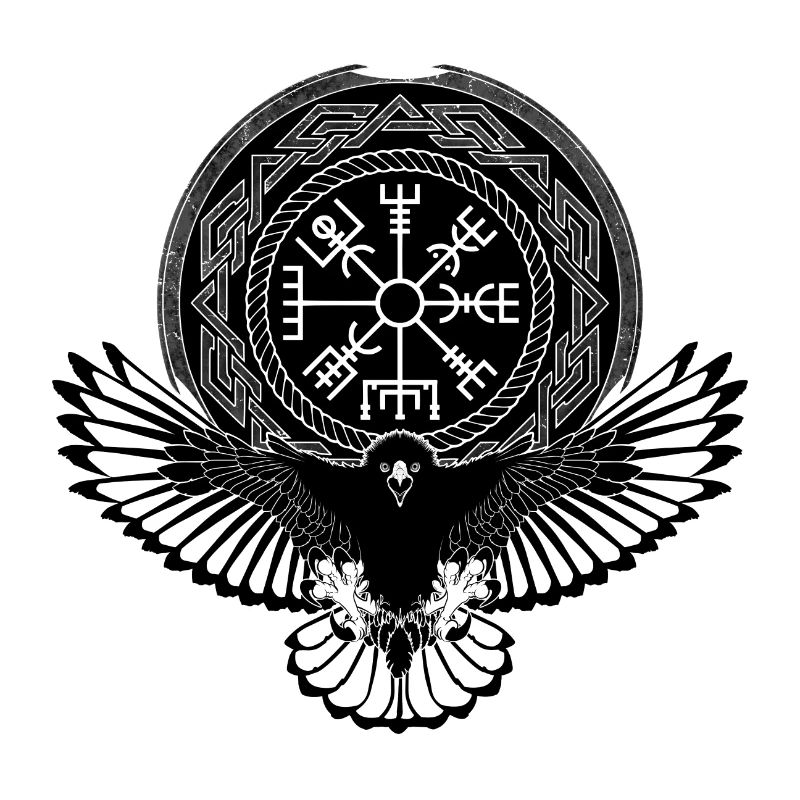 Adler mit Vegvisir Symbol