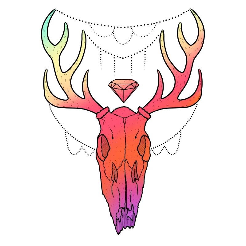 Hirschgeweih Schädel Lineart-Design