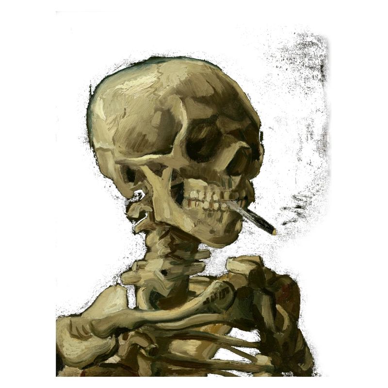 Vincent van Gogh skeleton skull with cigarette