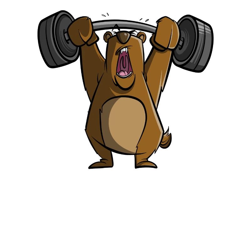 Gym bear lifting weights