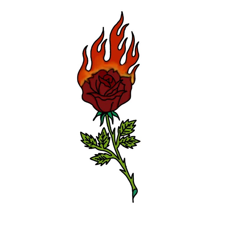 Rose avec le feu