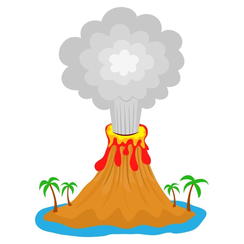 Vulkan, Eruption, Vulkaninsel, Lava, Palmen, Berg