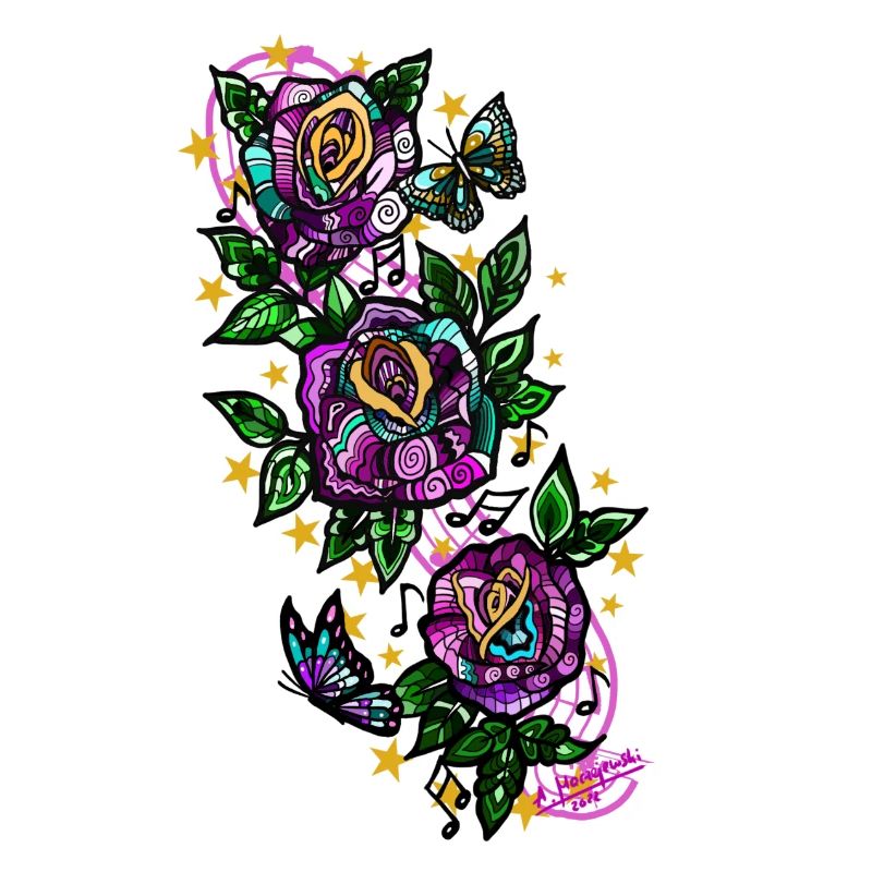 Rose/Noten/Schmetterlinge