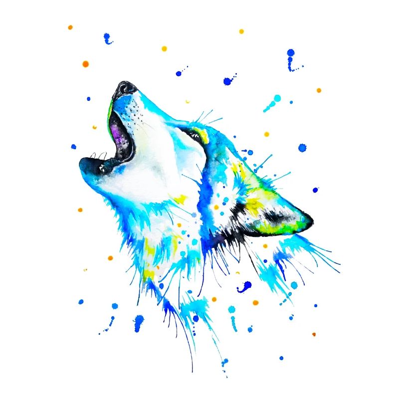 Loup hurlant bleu